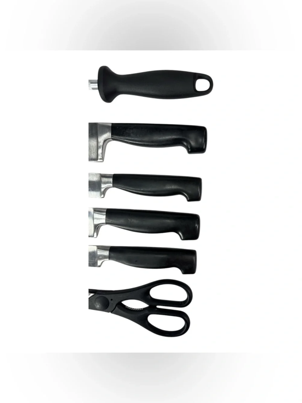 Zwilling J.A. Henckels 7 Pc Knife Block Set Black Handles Sharpener Chef Carver